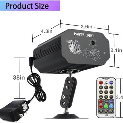 Party Lights Dj Disco Lights, Strobe Stage Light Sound Activated Laser Llights Projector with Remote Control for Parties Bar Birthday Wedding Holiday Event Live Show Xmas Decorations Lights image 3