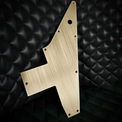 Made-to-Order - Brushed Gold Brass - 70s Explorer Pickguard Scratchplate for Gibson - Hand-finished image 1