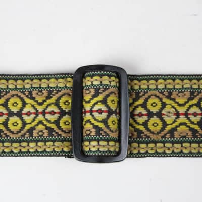 Vintage Style Beautiful Colorful Braided Guitar Strap Leather + Cotton  w/Plastick Buckle ~Persian/Middle Eastern Geometric Pattern~ image 5