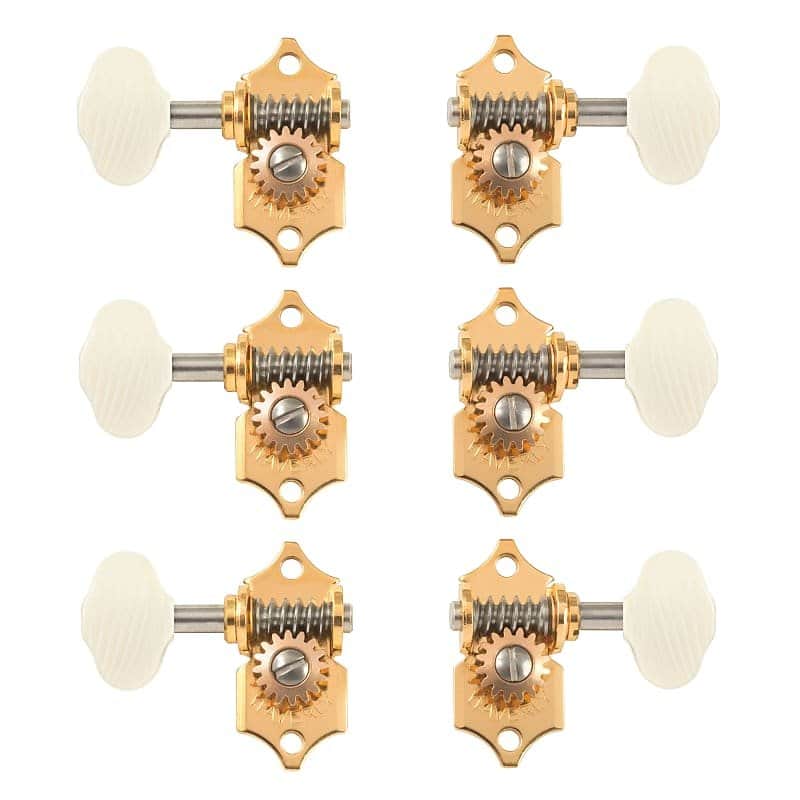 Waverly Guitar Tuners with Ivoroid Butterbean Knobs, for Solid Pegheads, Gold, 3L/3R image 1