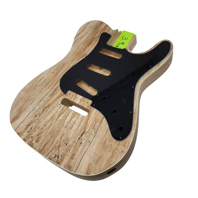 Carparelli  Custom Hybrid Spalted Veneer T/S-Style Guitar Body – 2pc Ash • Cream Binding • SSS Routing • 56mm Tremolo • Unfinished image 11