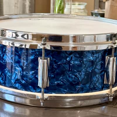 Crown 5x14 snare drum JAPAN 60s - blue marble pearl image 2