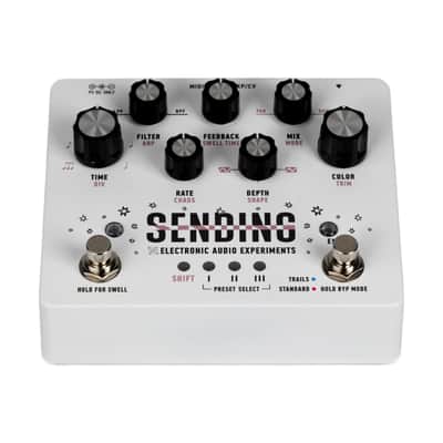 New Electronic Audio Experiments Sending V2 Delay Guitar Effects Pedal White image 4