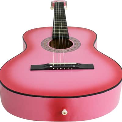 38" Pink Acoustic Guitar Combo Kit for Kids Teenagers Beginners Music Lovers Starter with Gig Bag, Strap, Extra Set Strings, Pitch Pipe and Pick(Pink) image 2