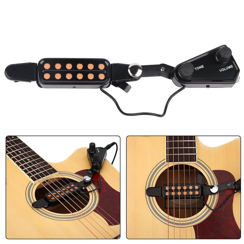 Guitar Pickups, 12 Sound Hole Guitar Pickup Magnetic Soundhole Pickup Transducer with Volume Tone Tuner Kit for Acoustic Guitar image 1