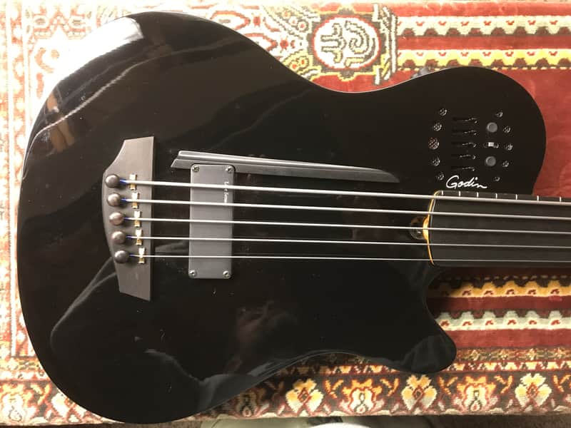 Godin A5 Ultra Fretless 2016 Black Gloss image 1