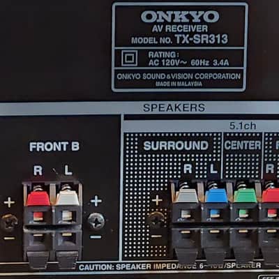 Oknkyo Onkyo TX-SR313 5.1-channel home theater A/V receiver 90s - Black image 7