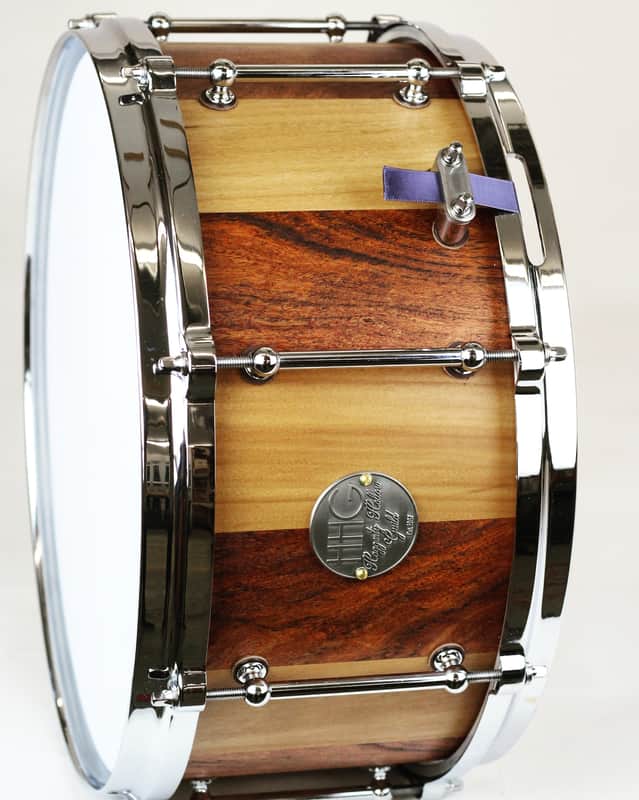 HHG Drums 14x6.5 Mesquite And Cherry Stave Snare Drum, Satin Oil image 1