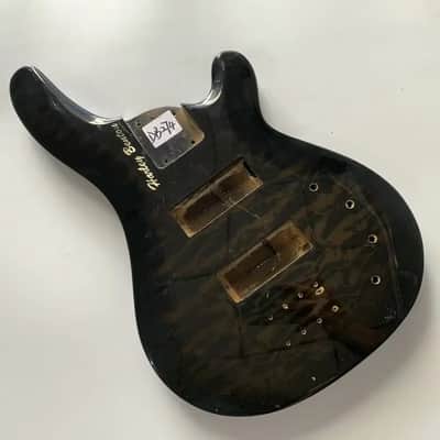 Black Harley Benton 4 String Electric Bass Body with Quilted Maple Top image 1