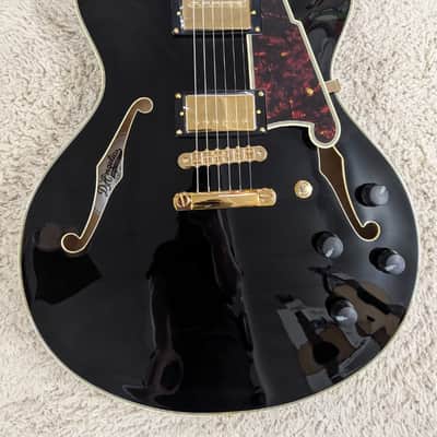 D'Angelico Excel DC Semi-Hollow Body Electric Guitar w/Hard Case, Solid Black image 3