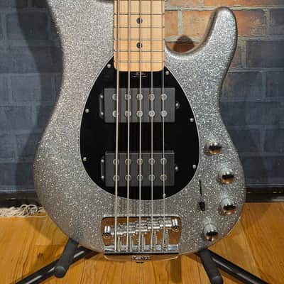 SPARKLE Ernie Ball Music Man StingRay 5 HH Maple Fretboard Silver Sparkle w/ OHSC image 6
