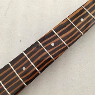 5 String Zebra Wood Bass Guitar Neck,20-Fret image 5