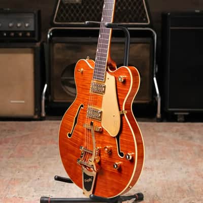 Gretsch Electromatic LTD Flame Okoume Broadkaster Double-Cut with Bigsby Electric Guitar - Roundup Orange image 12