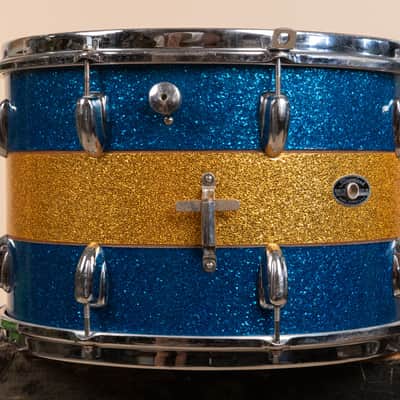 1970s Slingerland 12x15 Blue and Gold Tri Band Tom image 9