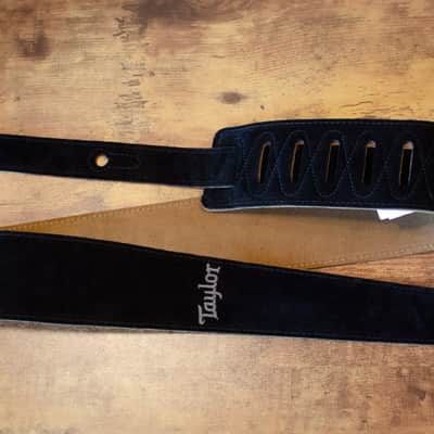 Taylor 2.5" Embroidered Suede Guitar Strap - Black image 7