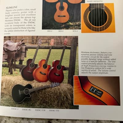 Montana Acoustic Guitar Catalog 1993 M18 M78 m28 EM28C EM24C image 5