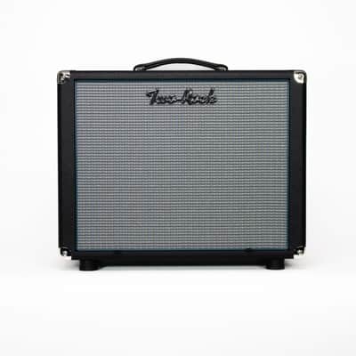 Two-Rock 1x12 Small Open Back Cabinet in Black Bronco with Blue Smoke Grille Cloth image 1