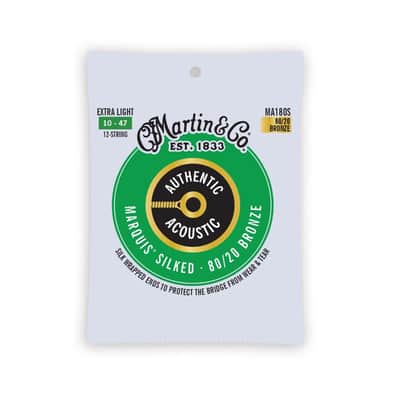 Martin MA180S Authentic Acoustic Marquis Silked 80/20 Bronze Guitar Strings - .010-.047 Extra Light 12-string image 1