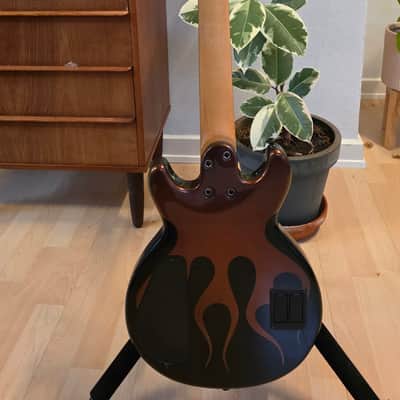 Jackson USA JJ Bass Custom Shop Interference Hot Rod Flames Flip-Flop Color Change 32" Medium Short Scale Scott Ian Music Man Stingray Pickup 18V Preamp American Slap Bass Guitar image 16