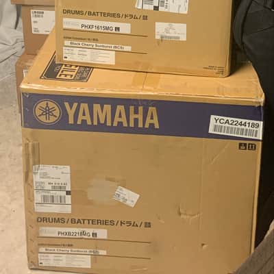 Yamaha 5 pc  Phx drum set  2023 - Black cherry sunburst MIJ 22 10 12 14 16 made Japan drum set image 10