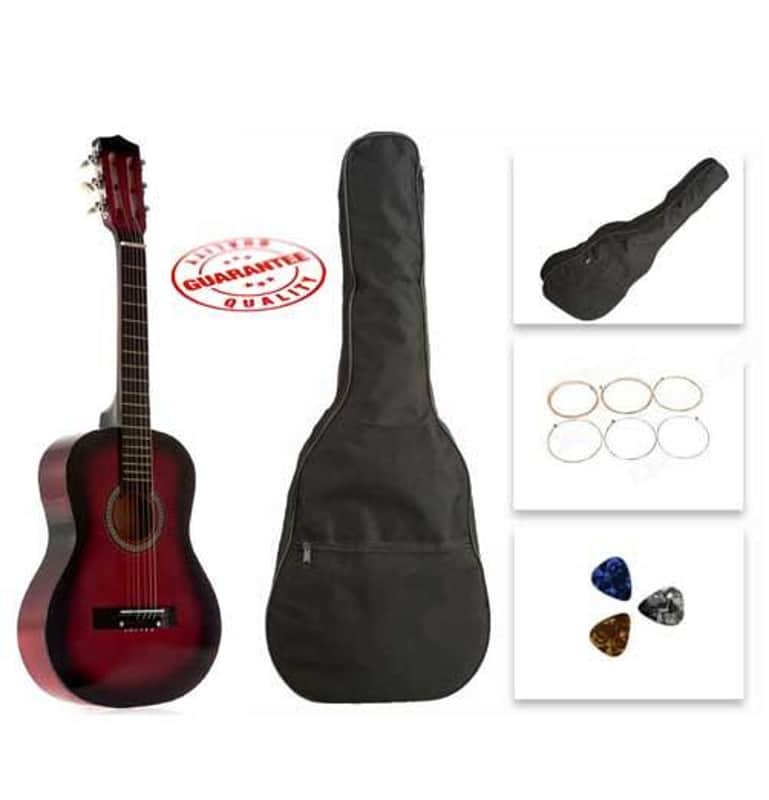 Star Kids Acoustic Toy Guitar 31 Inches Red with Bag, Strings & Picks Bild 1