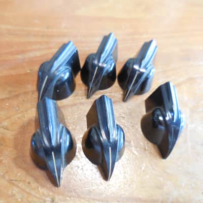 Set of 6 Vintage Pointer Knobs Black Dakaware Chicago New Old Stock image 4