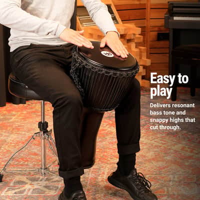 Meinl Percussion Djembe with Synthetic Shell, 12" Large, Rope Tuned Black Goat Skin Head (PADJ4-L-G) image 2