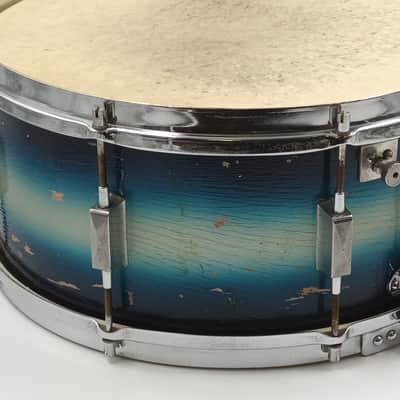 Vintage Ajax 1930s New Century Dual Snare Drum – Blue Silver Duco – Solid Shell image 4