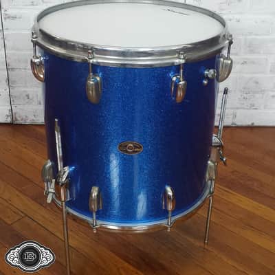 Slingerland early 1960s 3 ply bop toms 12" rack tom 14" floor tom Blue Sparkle image 4