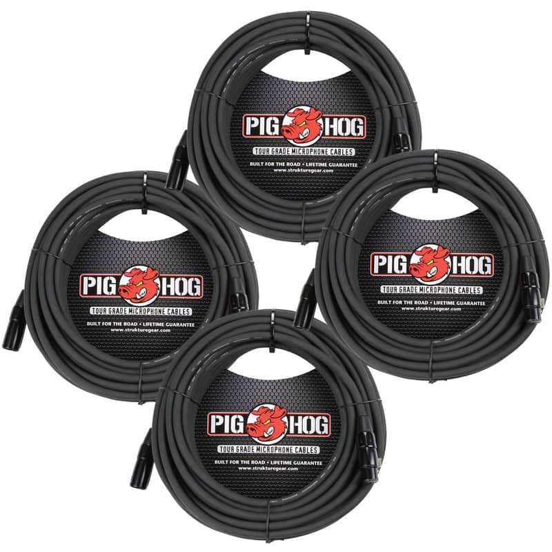 4 Pack Pig Hog PHM50 XLR High Performance 8mm Microphone Cable, 50 Ft - NEW image 1