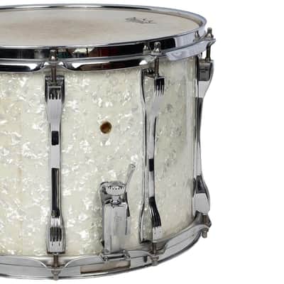 Used Ludwig 10x14 6-ply Snare Drum Modded/Rewrapped White Marine Pearl image 4