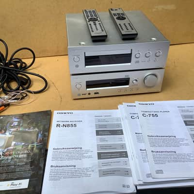 Onkyo C 755 and R-N855 R N 855 / compact disc player and network receiver amplifier / complete set with remotes image 2