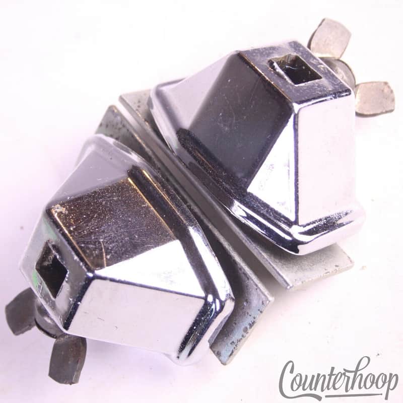Ludwig Bass Drum Spur Mounts Super Classic Chrome 3/8"Smaller Square Vintage 70s image 1