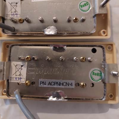 Epiphone Alnico Classic Pro Bridge + Neck Humbucker Pickup Set Nickel w/ Mounting rings Quick Connect. image 9