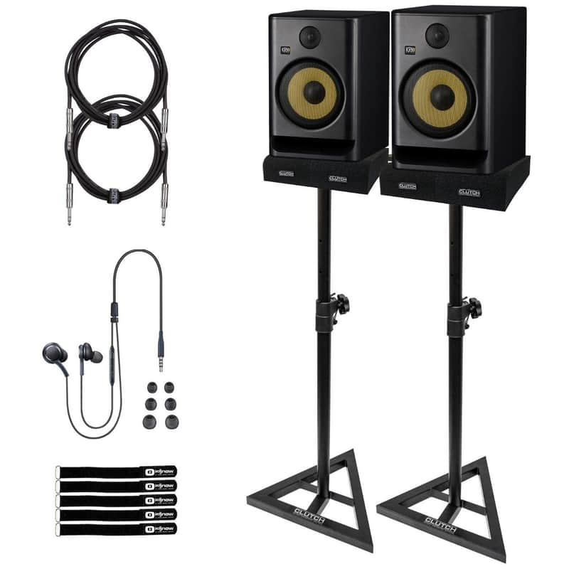 KRK Rokit RP8 G5 8" Studio Monitors 2-Pack with Stands & Cables image 1
