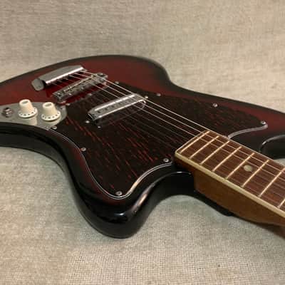 Vintage 1960’s Conqueror Teisco Kawai Kingston 23.5” Short Scale Offset Electric Guitar + 2 Tone Case Japan MIJ image 9