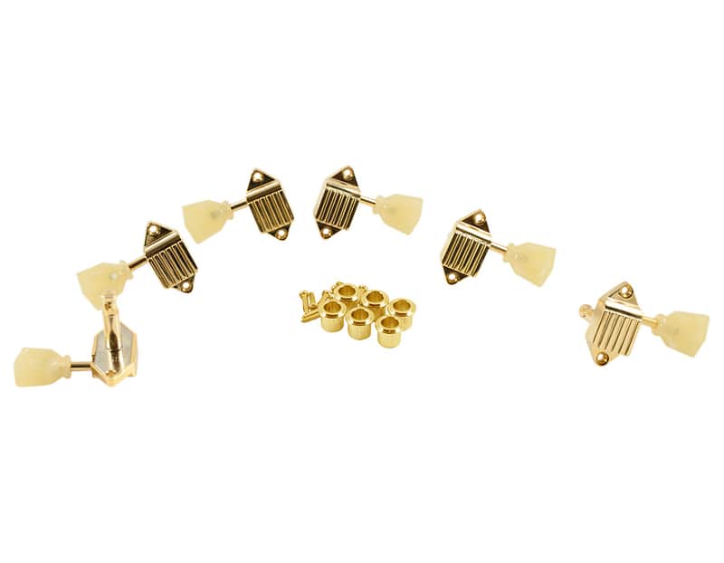 Kluson Waffleback 3x3, Pearloid Keystone Button, Gold KVDW-3-G image 1