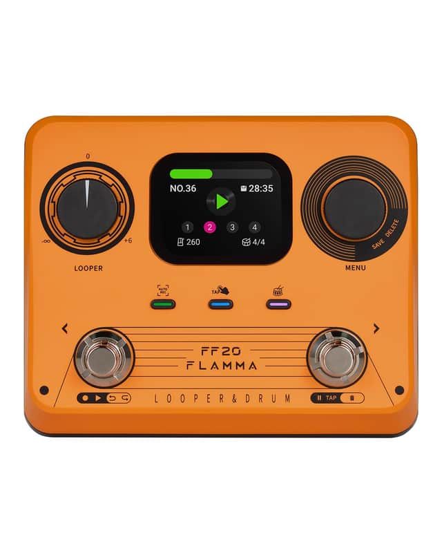 FLAMMA FF20 Stereo Looper Drum Machine with US Power Supply - Orange image 1