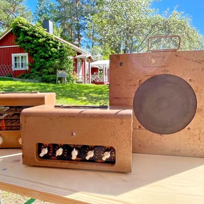 1959 Elpico Tube Amp Set, AC85 + Matching Tube Radio + Speaker Cabinet image 1
