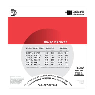 D'Addario A-Guit.Strings EJ12 13-56 80/20 Bronze - Acustic Guitar Strings image 3