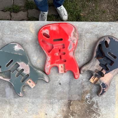 Fiesta Red Heavy Relic Stratocaster body, Nitro paint, made in Italy image 11