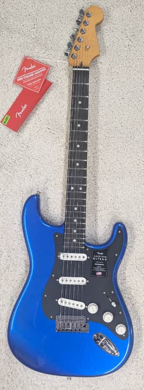 Mint Fender American Ultra II Stratocaster Guitar Ebony Fretboard, Noble Blue w/Case image 1