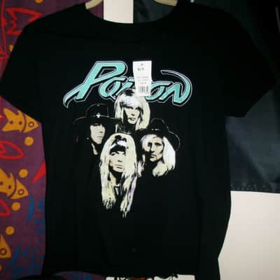 poison band logo official woman m tee - glam hard rock bret michaels play dirty image 2