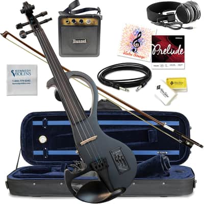 Kennedy Violins Bunnel Edge 4/4 Full Size Electric Violin Outfit - Jet Black (Mint / Unplayed) image 3