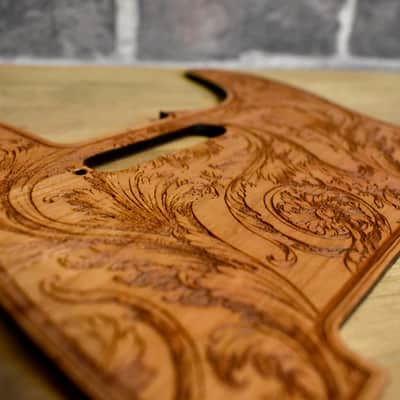 Handcrafted Cherrywood Pickguard for Fender Telecaster – Laser-Engraved Unique Design image 3