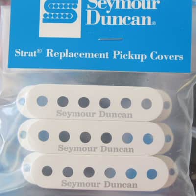Seymour Duncan White Single Coil Stratocaster Pickup Covers set of 3 with Logo image 1