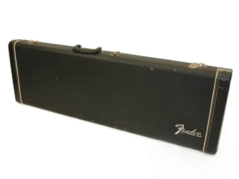 Vintage Fender Mustang Electric Guitar Case, Black with Oxblood Interior image 1