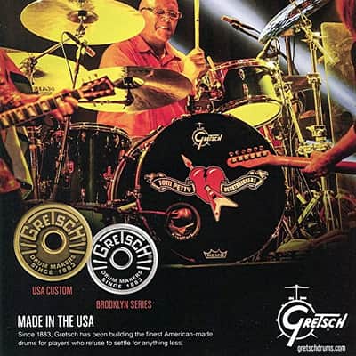 Steve Ferrone's, Tom Petty and the Heartbreakers 24" Remo/Gretsch Logo Bass Drum Front Head, Autographed! - Black image 2