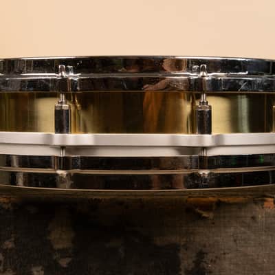 1980s Pearl 3.5x14 Brass Free Floating Snare Drum image 2
