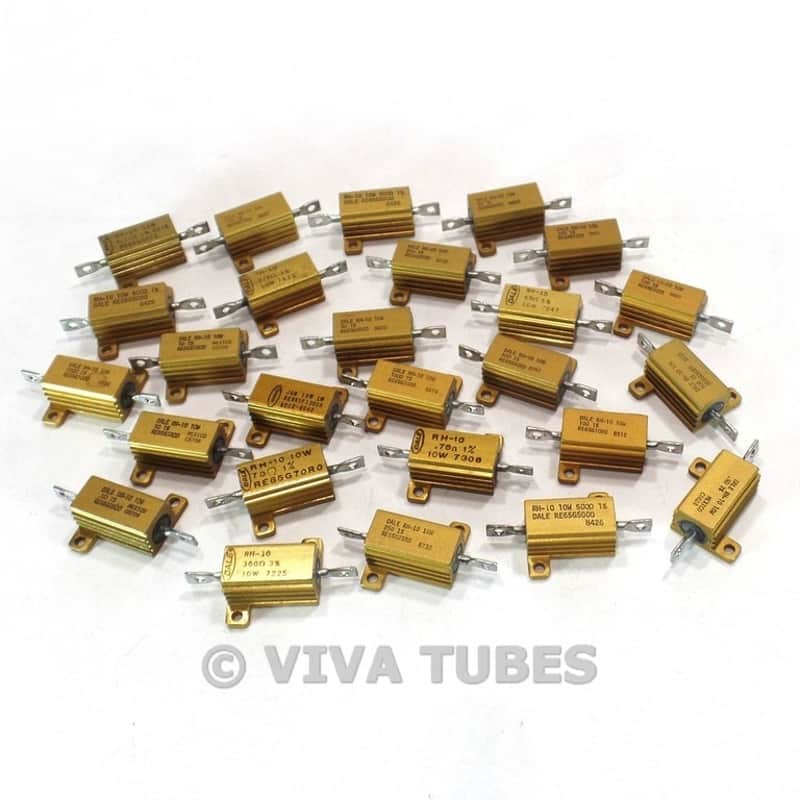 Vintage Lot of 26 Dale RH-10 Wire Wound Power Resistors With Heat Sinks 10 Watt image 1